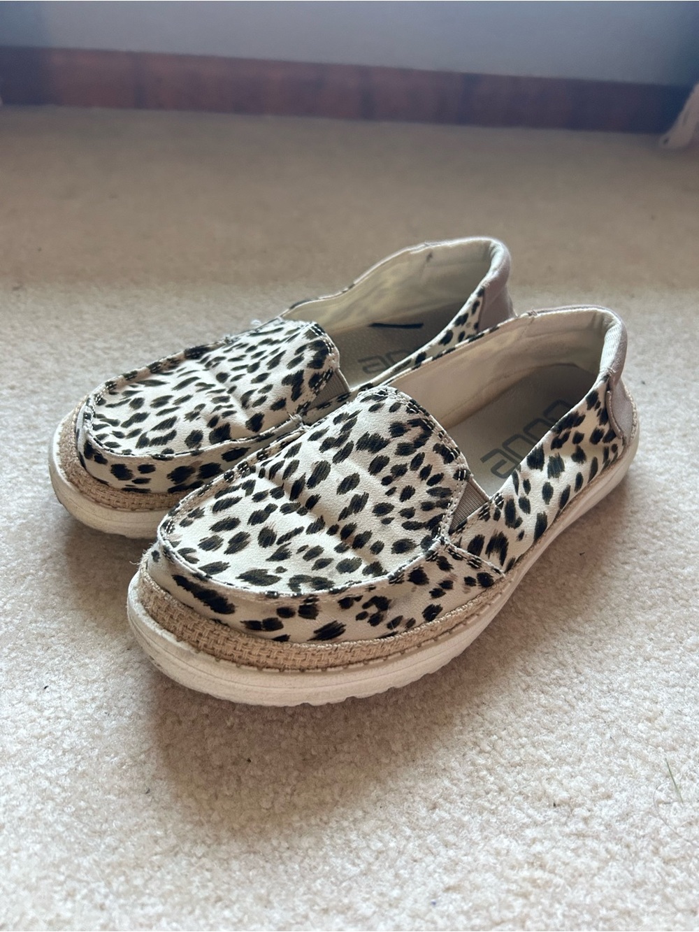 Hey Dudes Leopard-Print Slip-On in Black and Cream